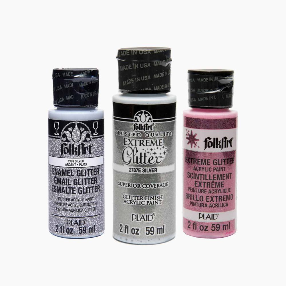 LOT OF 6 FOLKART AND MARTHA STEWART GLITTER AND CRACKLE ACRYLIC CRAFT PAINT  NEW