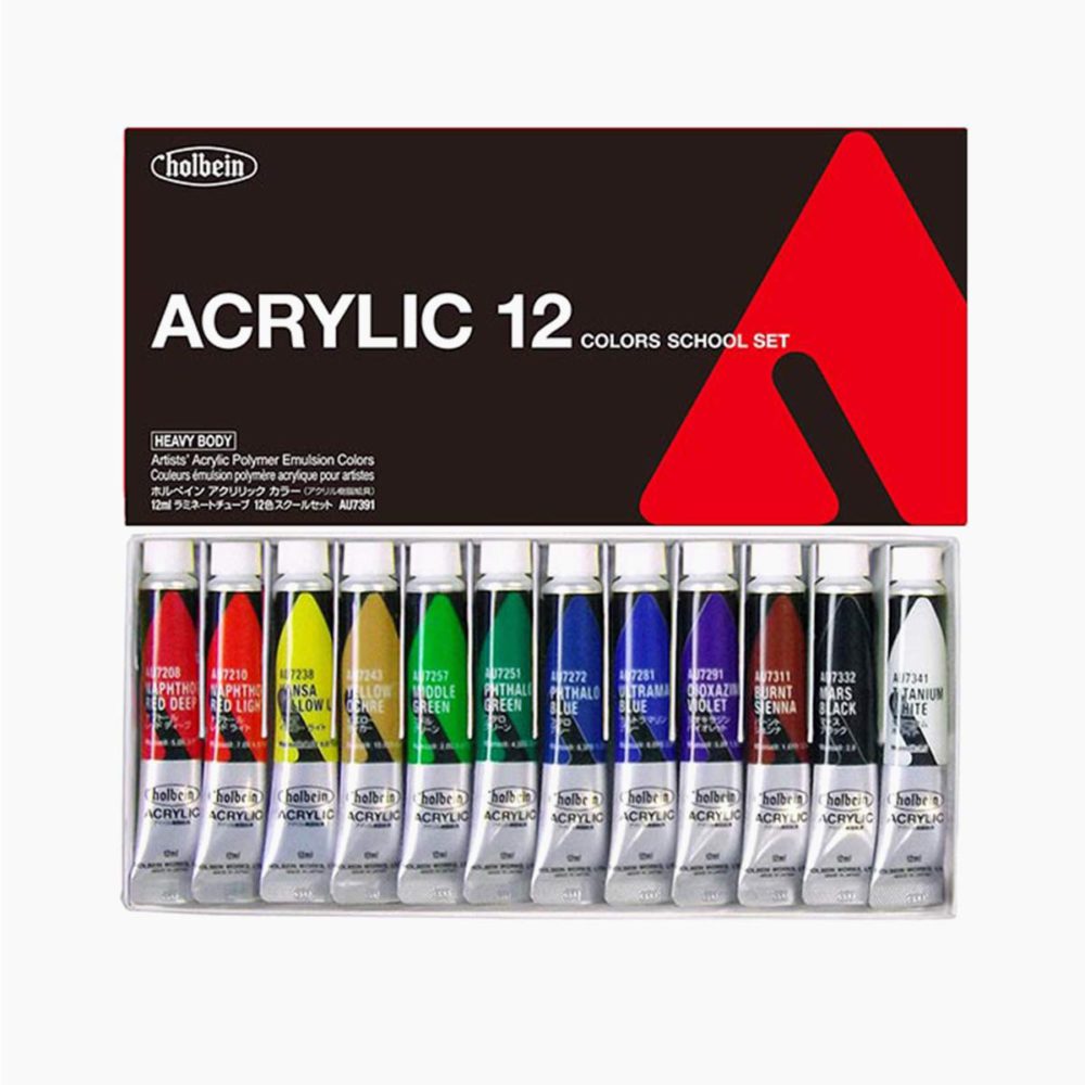 Holbein Acrylic Heavy Body Colors School Set of 12 Colors (12ml)