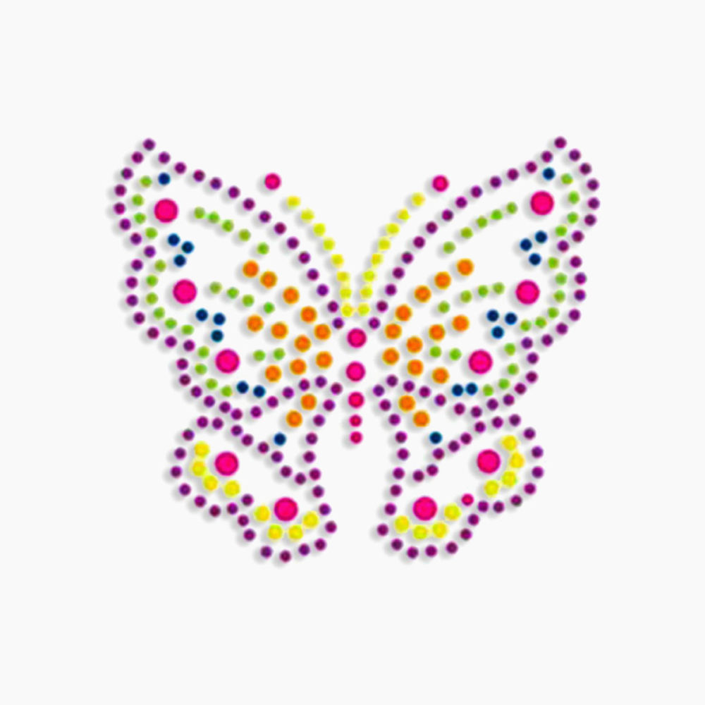 Plaid Hot Fix Iron On - Neon Rhinestud Butterfly (Med)
