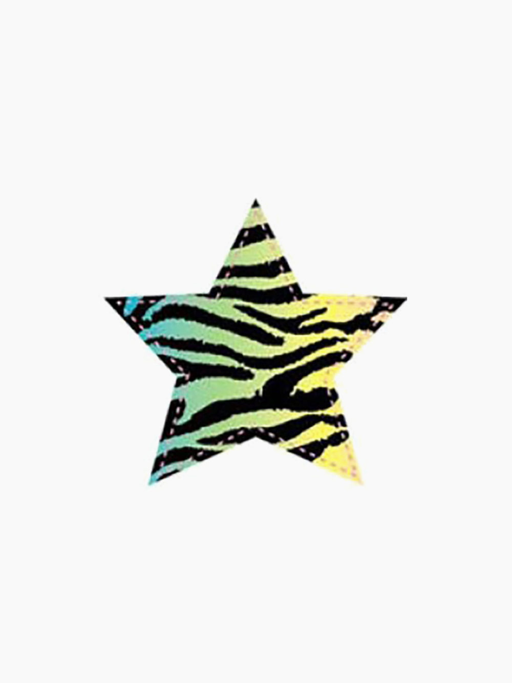 Plaid Fabric Iron On - Neon Zebra Star